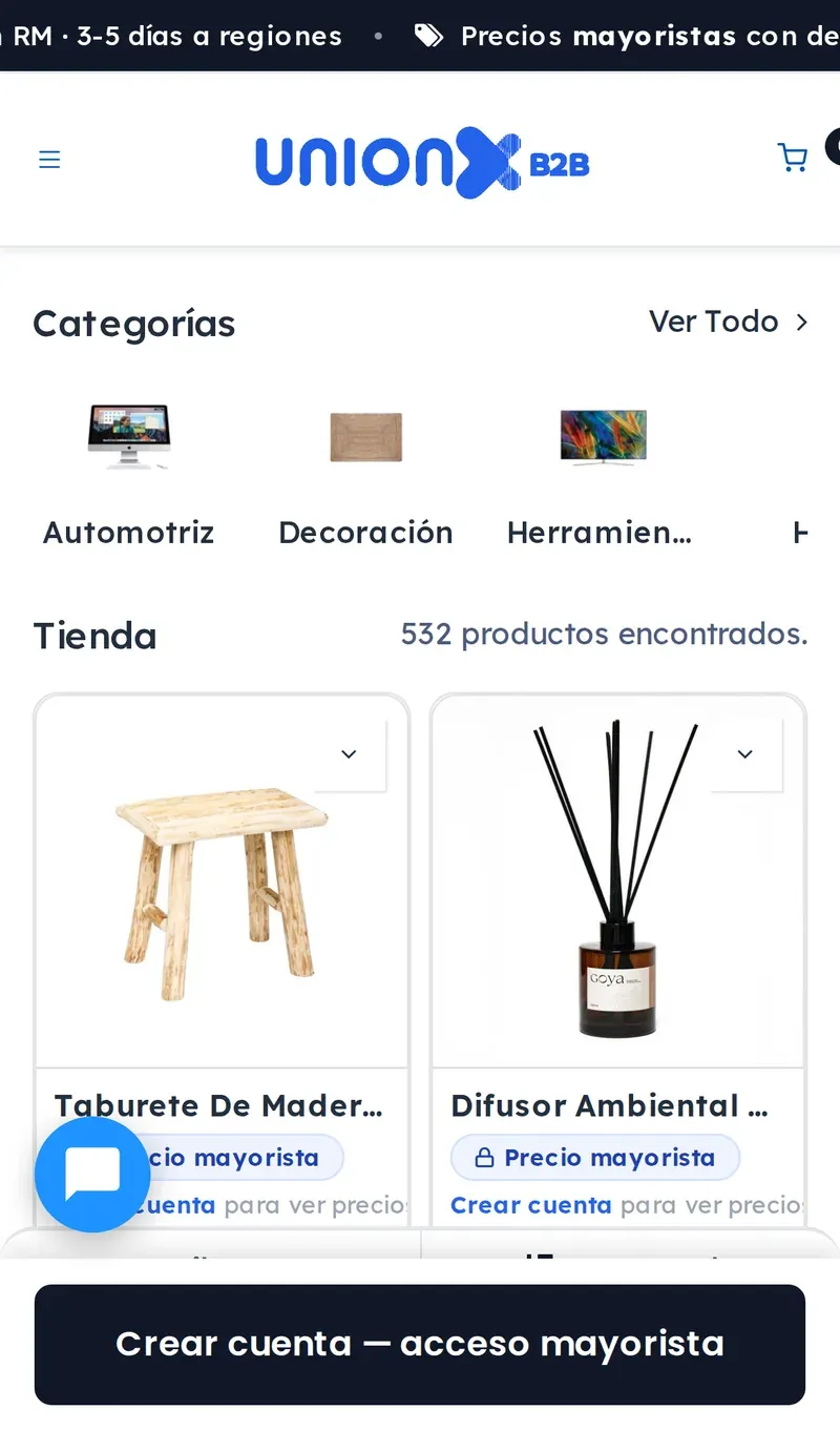 El sitio de B2B UnionX en teléfono