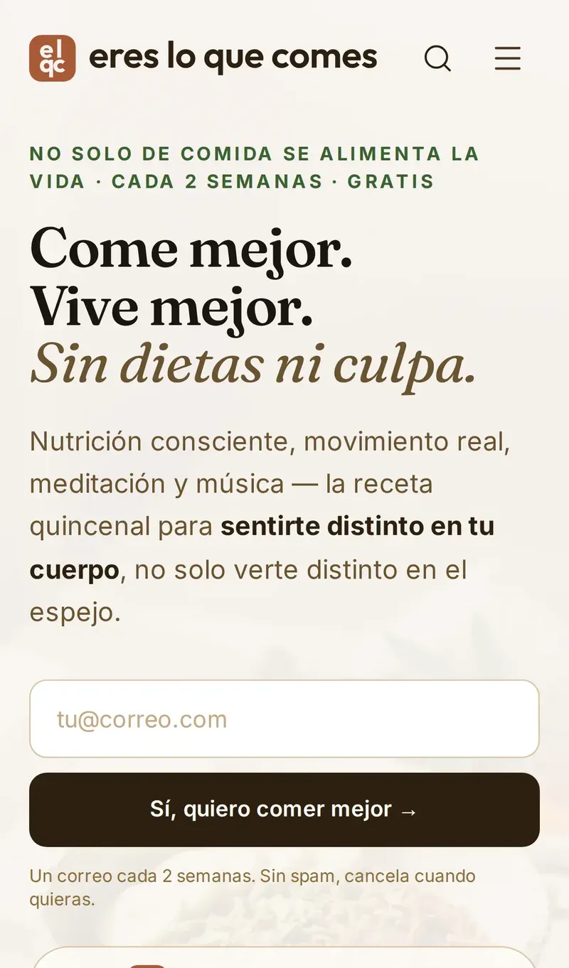 El sitio de Eres Lo Que Comes en teléfono