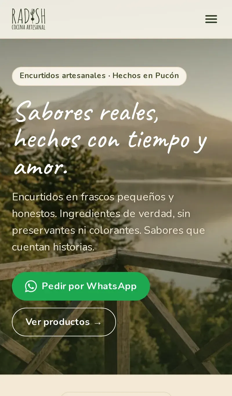 El sitio de Radish en teléfono