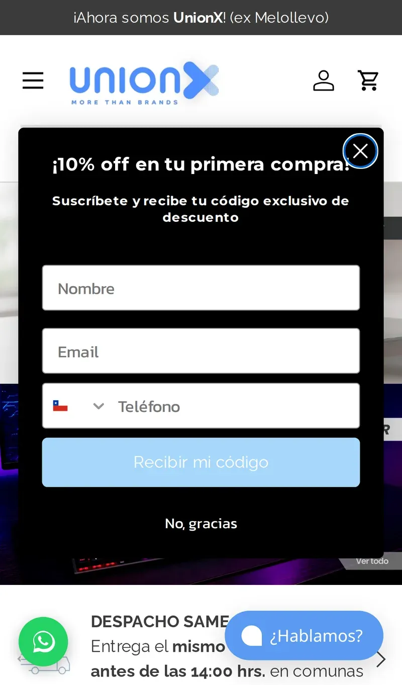 El sitio de UnionX en teléfono
